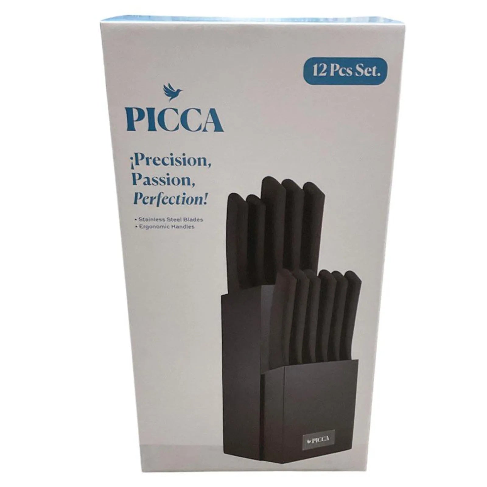 Juego de Cuchillos de Acero Inoxidable con Base de Madera 12 piezas