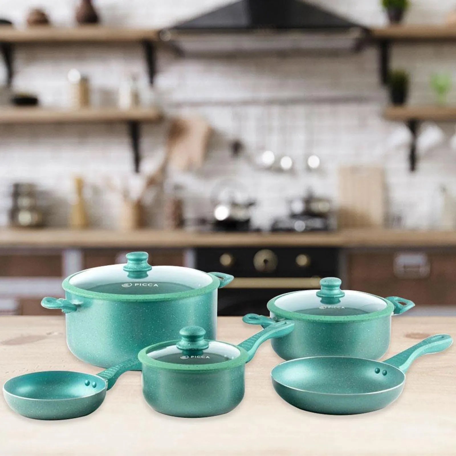 Batería de cocina Gravina con Antiadherente Marmolado 8 Pzas