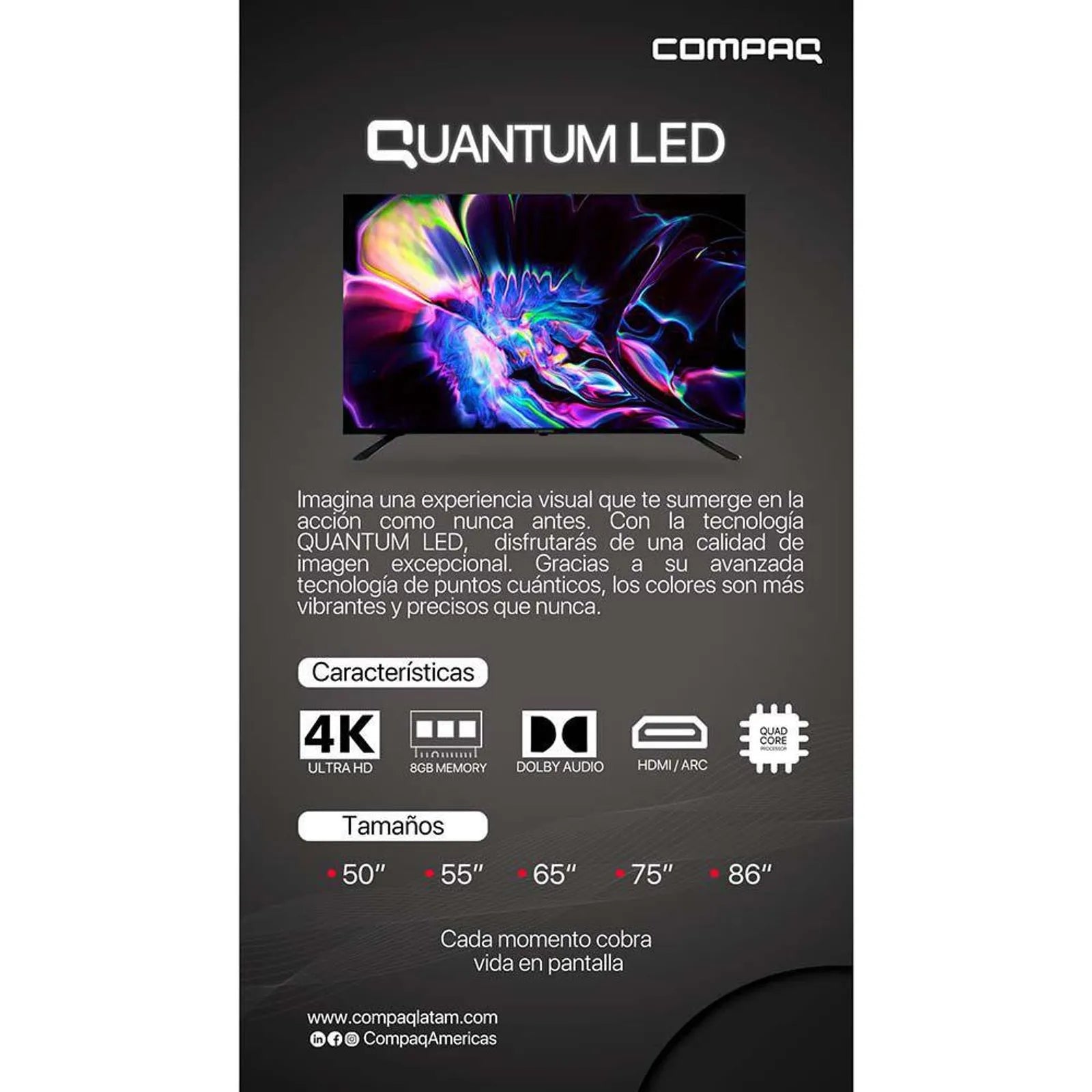 Televisor Smart QLED Ultra HD 4K de 75"