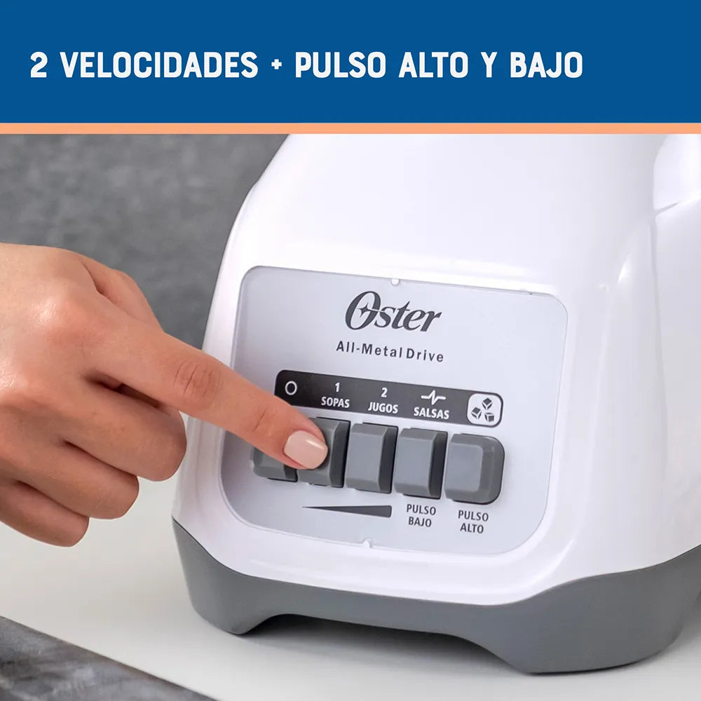 Licuadora Oster 2 velocidades más pulso y vaso de vidrio