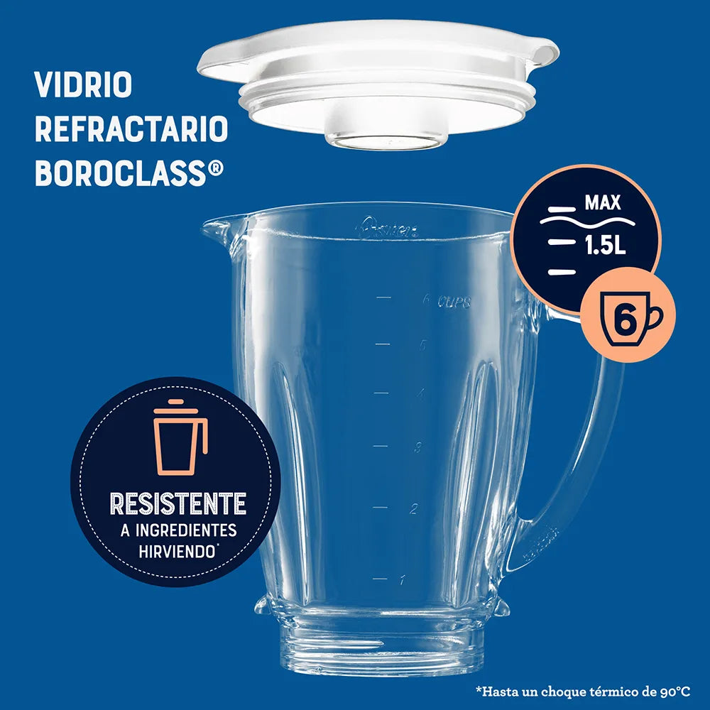 Licuadora Oster con vaso de vidrio y control de perilla