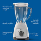 Licuadora Oster con vaso de vidrio y control de perilla