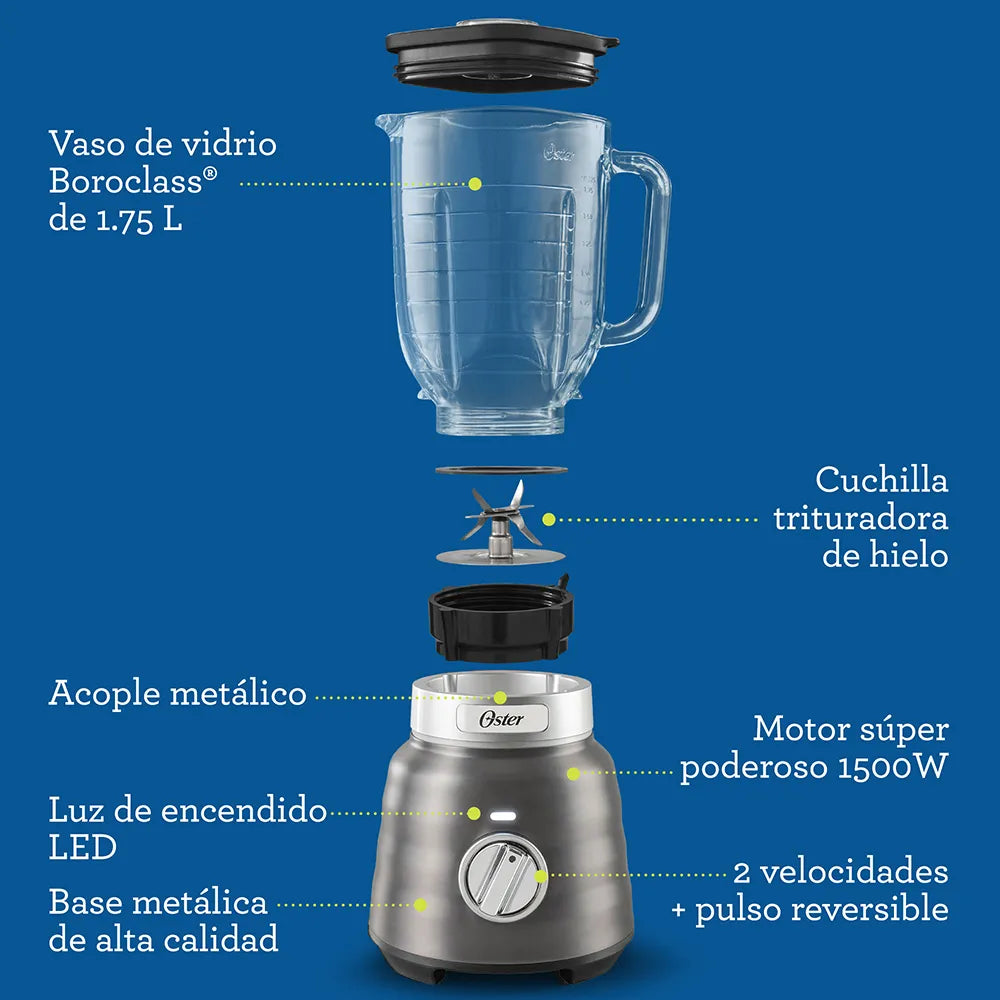 Licuadora Osterizer® MAX con vaso de vidrio de 1.75 Litros