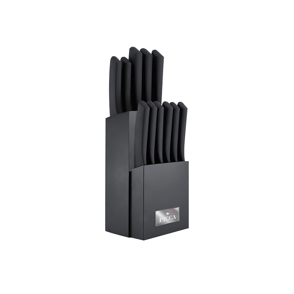 Juego de Cuchillos de Acero Inoxidable con Base de Madera 12 piezas
